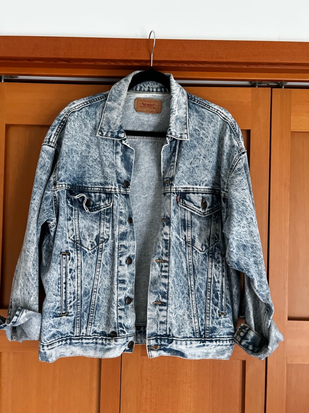 Vintage Acid Wash Blue Denim Jacket - Oversized Jean Jacket